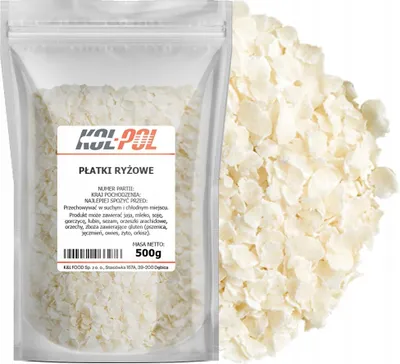 Zdjęcie produktu dla PŁATKI RYŻOWE 500g Naturalne śniadanie dieta wysoka jakość Kol-Pol