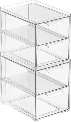 Produktbild von Aufbewahrungsbox mit Schublade 2er Set Schuhbox stapelbar mDesign transparent