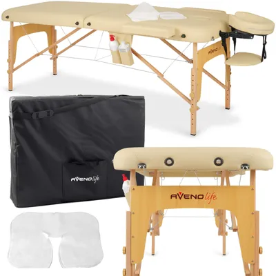 Produktbild von Habys Sofia Light Massageliege Mobile Massagetisch Kosmetikliege 2 Zonen Tragebares Massagebett höhenverstellbar inkl. Kopfstütze & Armlehnen 213 cm