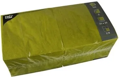 Produktbild von 1000 Papstar Servietten, 3-lagig 1/4-Falz 33 cm x 33 cm olivgrün 81657