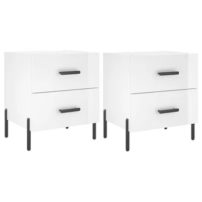 Produktbild von Nachttische 2 Stk. Hochglanz-Weiß 40x35x47,5 cm Holzwerkstoff