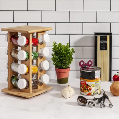 Image de 7presentoir A Epices 16 Pots En Bambou