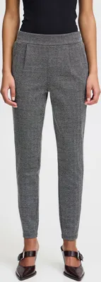 Produktbild von Ichi IHKATE JACQUARD Damen Hose Stoffhose mit Eingrifftaschen Paspeltaschen Gummizug leicht elastisch Regular fit
