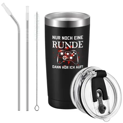 Productafbeelding van RVS thermosbeker van 600 ml met deksel, isolerende beker voor warme en koude dranken, campingbeker met een grappige opdruk
