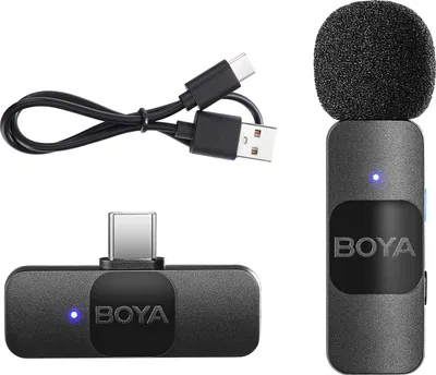 Obrázek produktu pro BOYA BY-V10 One-Trigger-One 2.4G bezdrátový mikrofonní systém klopový mikrofon všesměrový mini klopový mikrofon automatické párování inteligentní potlačení šumu 50m dosah přenosu náhrada pro Huawei Samsung Type-C Android Smartphones
