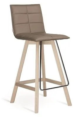 Immagine prodotto di Sgabello da bar con rivestimento in ecopelle beige e struttura in legno
