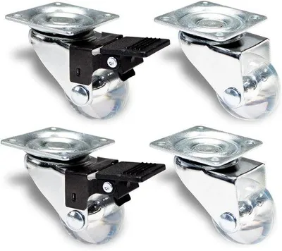 Produktbild von Möbelrollen Set mit 35 mm Durchmesser, 2 Schwenkwielen und 2 mit Bremse