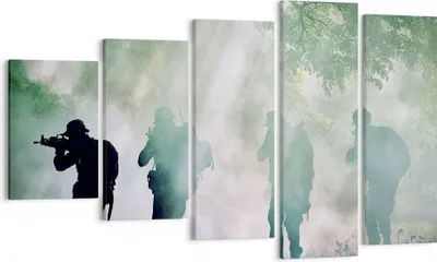 Produktbild von Bild auf Leinwand - Leinwandbild - Soldat Gewehr - 100x60cm - Wand Bild - Wanddeko - Wandbilder - Leinwanddruck - Bilder - Kunstdruck - Wanddekoration - Leinwand bilder - Wandkunst - EG100x60-3976