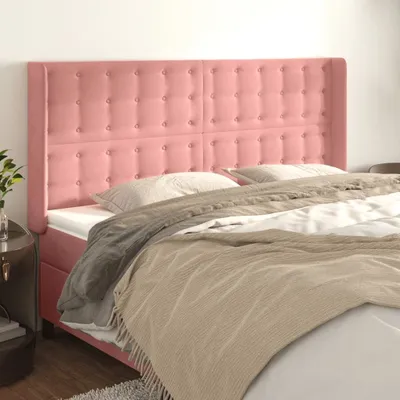 Produktbild von Kopfteil mit Ohren Rosa 203x16x118/128 cm Samt , Kopfteile Design 2024