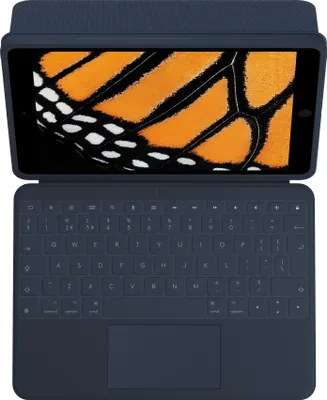 Produktbild von LOGITECH Tastatur & Foliohülle, blau, Trackpad, für Apple iPad 7./8./9. Gen (2019-2021), Rugged Combo 3 Touch, Stoff, sturzsicher, versiegelte Tasten, Smart Connector (kein Pairing/Laden), B: 260,2 mm, T: 23,4 mm, H: 189,6 mm, 640 g