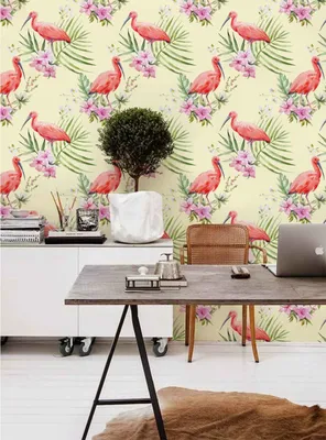 Produktbild von Coloray Fototapete 416x254 cm Vlies-Fototapete - Flamingo Palmblatt