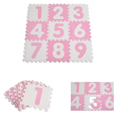 Produktbild von Moni Puzzlematte 9-teilig Zahlen 1001B3 Puzzleteppich Teilegröße 32 x 32 cm rosa
