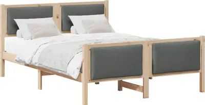 Image de Cadre de lit avec tête de lit Gris foncé 160 x 200 cm tissu