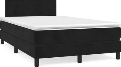 Image de Sommier à lattes de lit avec matelas noir 120x190 cm velours