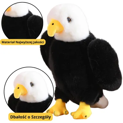 Produktbild von Plüschadler, Vogel, Plüschtier, Maskottchen, Kuscheltier, Schwarz und Weiß, 25 cm