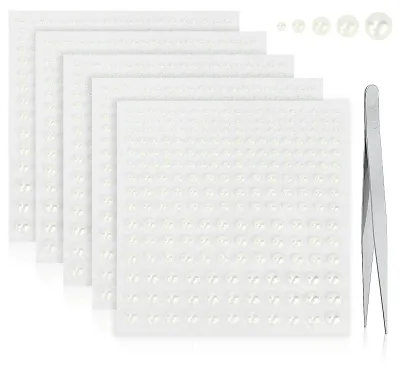 Produktbild von 1125 selbstklebende, halbrunde Perlenaufkleber (2/3/4/5/6 mm) für Nageldesign