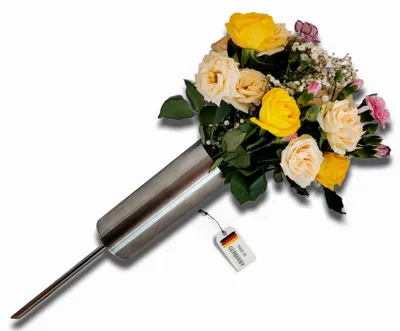 Produktbild von Grabvase -ohne gravur - 6cm Wetterfest Vase Edelstahl Rostfrei Hochwertig Grabschmuck Friedhofsvase Exklusiv