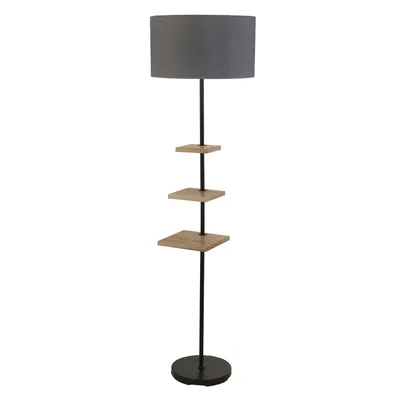 Immagine prodotto di Lampada da terra, legno, tessuto d'acciaio, grigio nero, H 163 cm