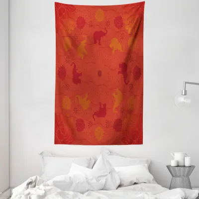 Produktbild von ABAKUHAUS Red Mandala Wandteppich und Tagesdecke, Nature Theme aus Weiches Mikrofaser Stoff Waschbar ohne Verblassen Digitaldruck, 140 x 230 cm, Scharlachrot