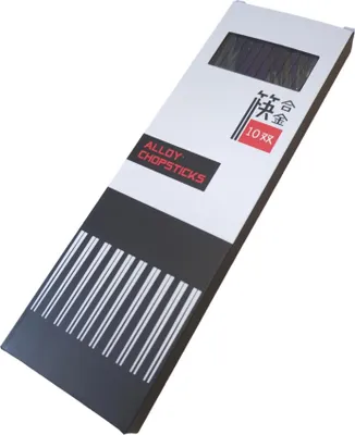 Immagine prodotto di Bacchette per sushi quadrate nere in plastica riutilizzabile, 10 paia