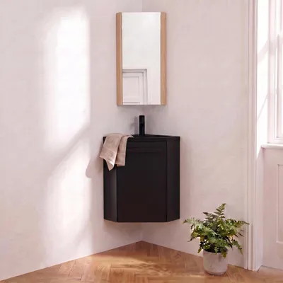Produktbild von SKINO Eckwaschtisch-Set mit Armatur und Unterschrank