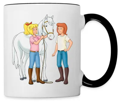 Produktbild von Spreadshirt Bibi Und Tina Kümmern Sich Um Sabrina Tasse Zweifarbig, One size, Weiß/Schwarz