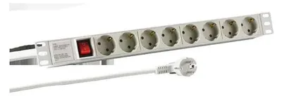 Zdjęcie produktu dla EFB 19" 1HE Steckdosenleiste 8xCEE 7/3 mit Schalter,Alu,grau
