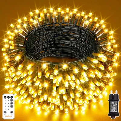 LED-Lichterkette 40 m, 400 warmweiße LEDs, 8 Modi, Timer, Fernbedienung, IP44