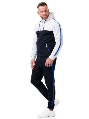 Produktbild von Herren Jogginganzug Freizeitanzug Sportlich 3750 Navy/Weiß L