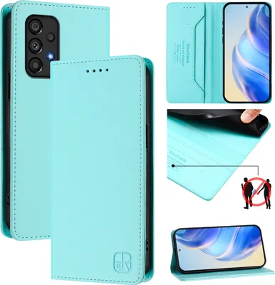 Produktbild von Lederhülle für Samsung Galaxy A53 5G Hülle Flip Brieftasche Kartenfächern Ständer Schutzhülle Türkis