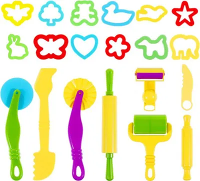 Produktbild von Knetwerkzeug Teig Plastilin Werkzeuge,20 Kinder Knete Zubehör Spielzeug,Vielseitiges Knete Werkzeug Kinder,Ausstechformen Küchenspielzeug,Playdough Sets,Modellierwerkzeug Knetwerkzeugset für Kinder