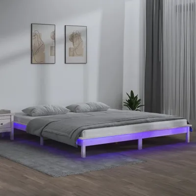 Immagine prodotto di Maison Exclusive - Letto in legno massello con illuminazione a LED Bianco 160x200 cm