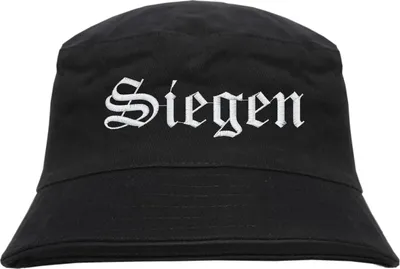 Produktbild von Siegen Fischerhut - Altdeutsch - bestickt -  Bucket Hat Anglerhut Hut Anglerhut Hut  Schwarz S/M