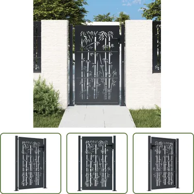 Obrázek produktu pro The Living Store zahradní brána antracit 105x130 cm ocelový bambusový design