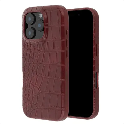 Productafbeelding van Selencia Croco Backcover met MagSafe voor de Apple iPhone 16 Pro - Burgundy