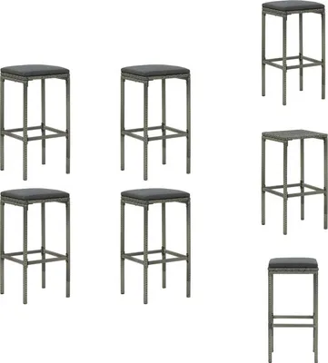Image de vidaXL Tabouret de bar avec coussin 4 pcs poly rotin gris - Tabouret de bar