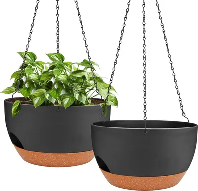 Produktbild von Solidchoice – Set aus 2 hängenden Blumentöpfen mit Selbstbewässerung, Durchmesser 24 cm