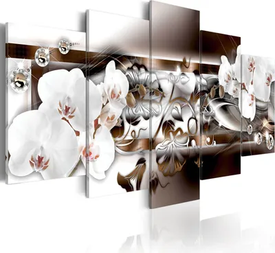Produktbild von Leinwandbilder 200x100 cm b-A-0153-b-n Vlies Leinwandbild 5 tlg Kunstdruck modern Wandbilder XXL Wanddekoration Design Wand Bild ABSTRAKT BLUMEN ORCHIDEE