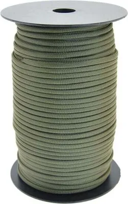 Produktbild von Zeltseil, 100 m, 650 lbs, 9-adrig, 4 mm, Paracord-Seil, Armeegrün