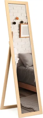 Produktbild von GOPLUS Ganzkörperspiegel, verstellbare Winkelstufe, Freistehend & Wandmontage, Standspiegel 147x29cm, Wandspiegel mit Hacken