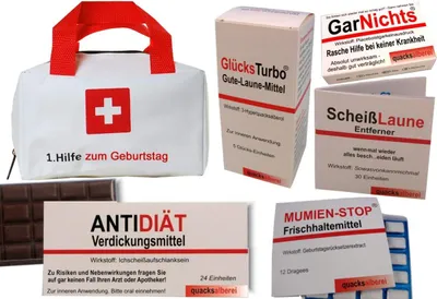 Produktbild von Erste Hilfe Tasche zum Geburtstag, mit witziger Füllung