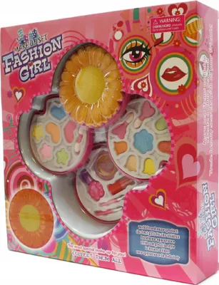 Produktbild von Kinder Schminkset Mädchen Make-up Koffer - Blumenform mit Lidschatten & Lippenstift Geschenk