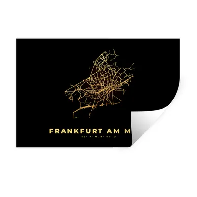 Produktbild von MuchoWow® Wandtattoo Wandsticker Wandaufkleber Karte - Gold - Frankfurt - Stadtplan - Karte 90x60 cm Selbstklebend und Repositionierbar - Aufkleber