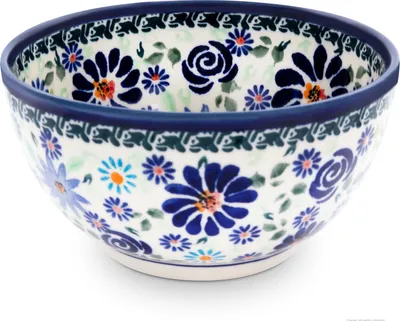 Produktbild von Original Bunzlauer Keramik 500ml Schüssel Schale mit Muster im inneren Ø14 cm Dessertschale Müslischale Kompttschale im Design DU126