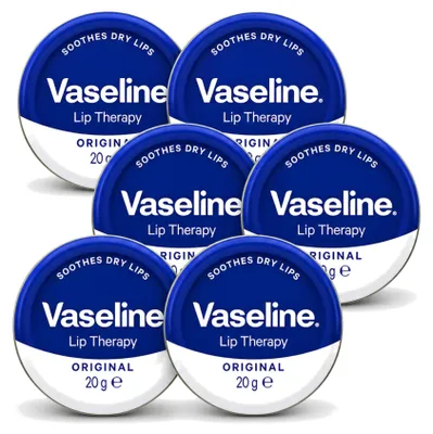 Imagen del producto de 6 unidades de bálsamo labial Vaseline Original, 20 g cada uno. Paquete económico