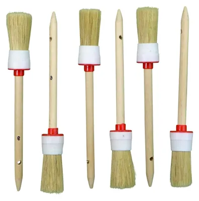 Produktbild von 6 Stück Ringpinsel Ø 30 mm Größe 6 Rundpinsel Lackierpinsel helle Borste