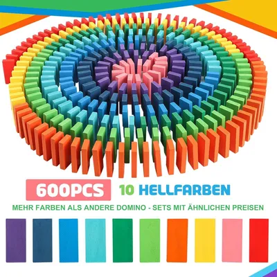 Image de Jeu de dominos en bois, 300 blocs de construction colorés, pour enfants, jouet éducatif