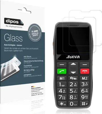 Produktbild von 2x Schutzfolie für Tokvia Seniorenhandy - Anti-Shock 9H Folie dipos Glass Kunststoffglas