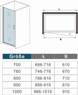 Produktbild von 70X185cm 6mm Nano+ESG Nischentür Duschkabine Duschabtrennung Duschwand Duschtür