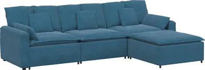 Produktbild von Modulares Sofa mit Fußhocker und Kissen Blau